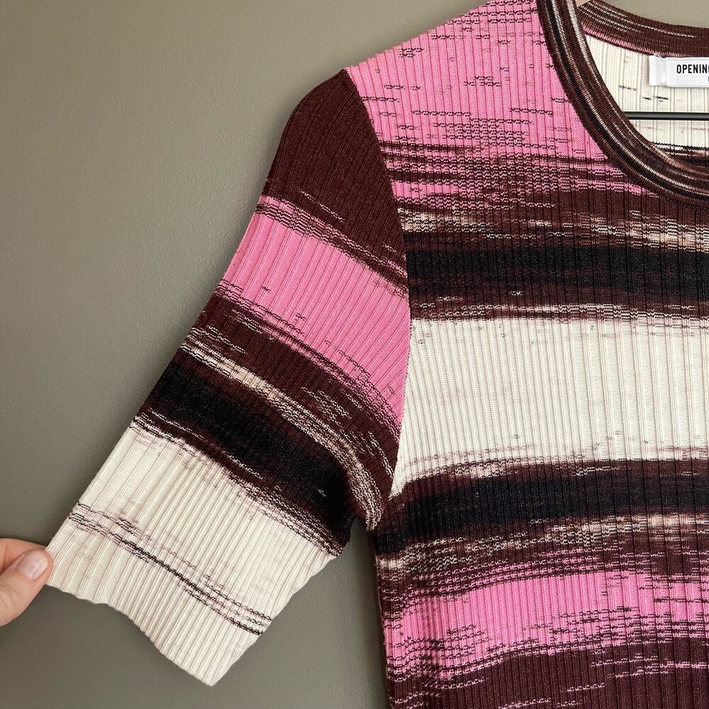 Opening Ceremony Delta Rib Knit Dress Size Medium Handkerchief Hem Pink Melange - Picture 7 of 16